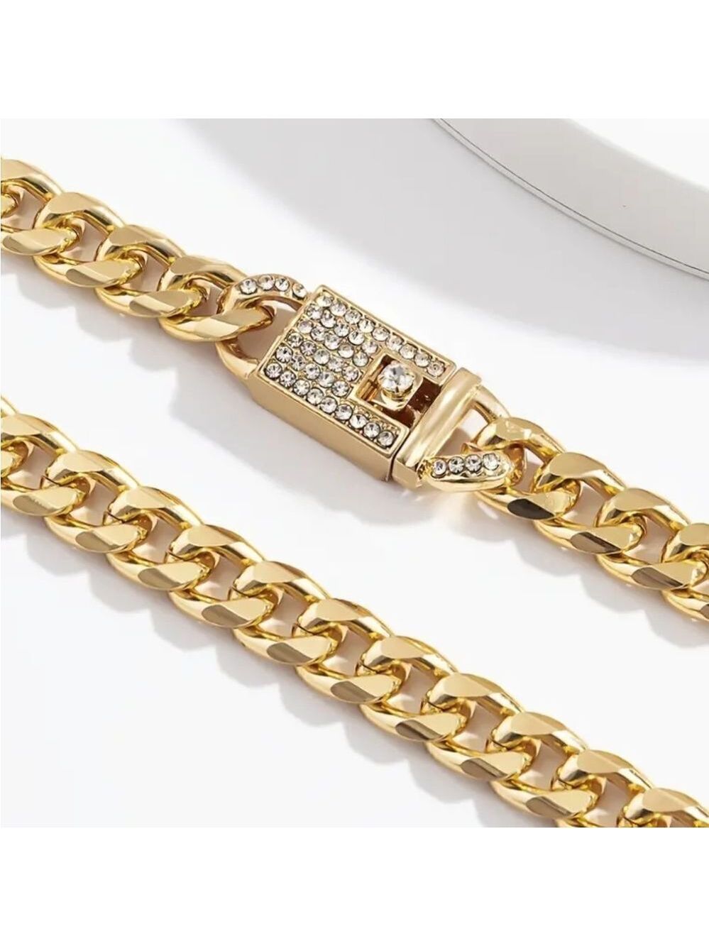 Chunky Chain Necklace Set Rhinestone Inlaid - Picture 6 of 8